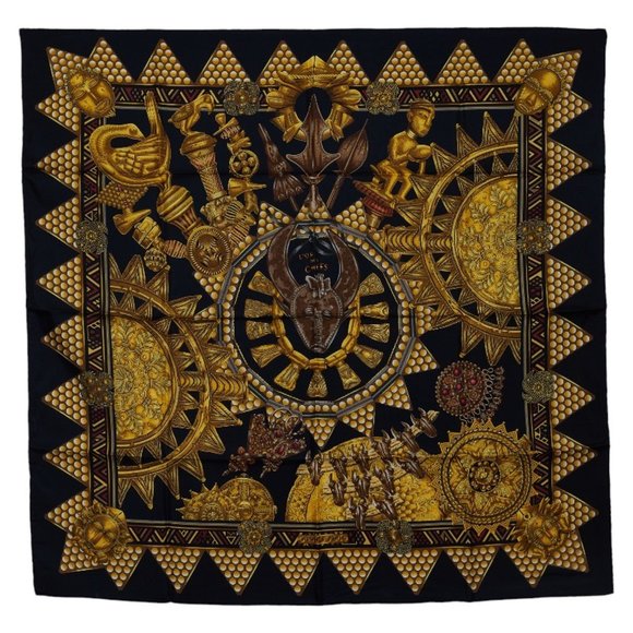 HERMES Authentic Black Silk Scarf - Picture 1 of 7